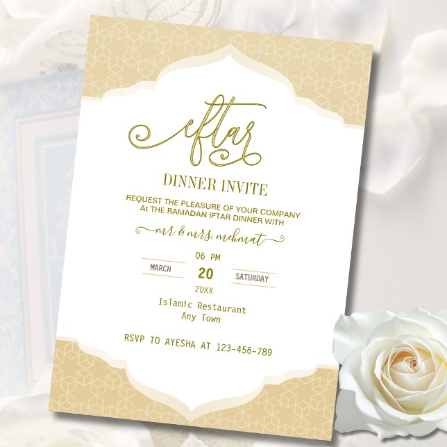 Script Gold and white ramadan Iftar Invitation (Creator Uploaded)