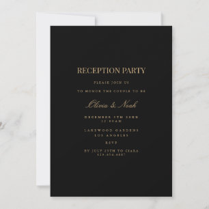 Script Gold & Black Reception Invitation Card