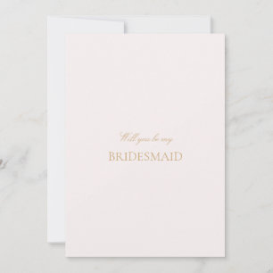Script Gold & Blush Pink Bridesmaid Proposal Card 