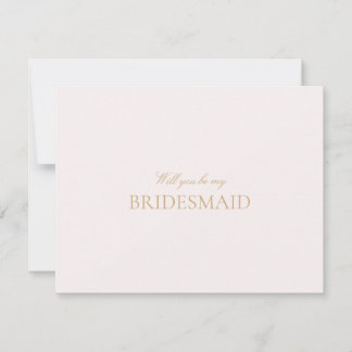 Script Gold & Blush Pink Bridesmaid Proposal Card