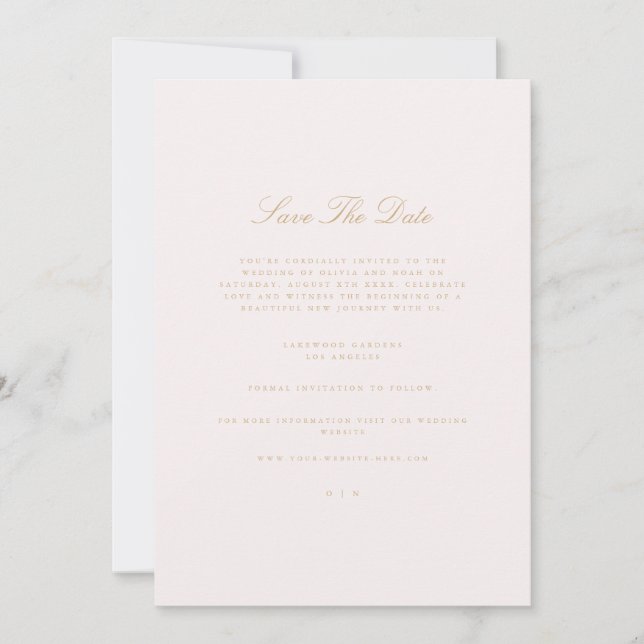 Script Gold & Blush Pink Enregistrer La Carte Date (Devant)