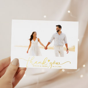 Script Gold Foil Modern Wedding Thank You Cards