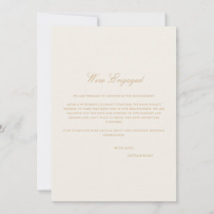 Script Gold & Ivory Engagement Announcement Card