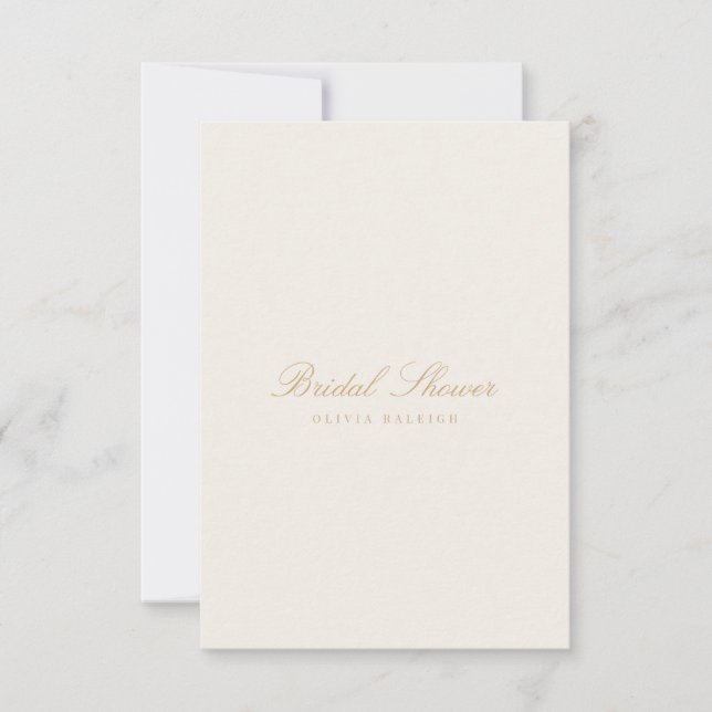Script Gold & Ivory Invitation de douche nuptiale (Devant)