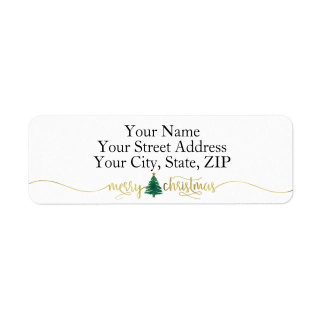 Script Gold MERRY CHRISTMAS Aquarelle verte Arbre (Devant)