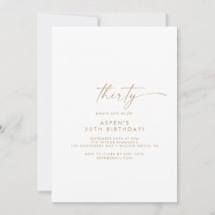 Script Gold moderne 30e anniversaire Invitation de