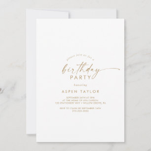 Script Gold moderne Invitation fête d'anniversaire
