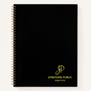 Script Gold Monogram Initial Professional Business Notebook