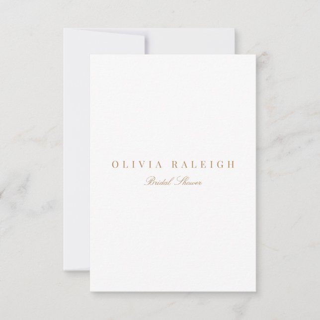 Script Gold & White Bridal Shower Invitation (Front)