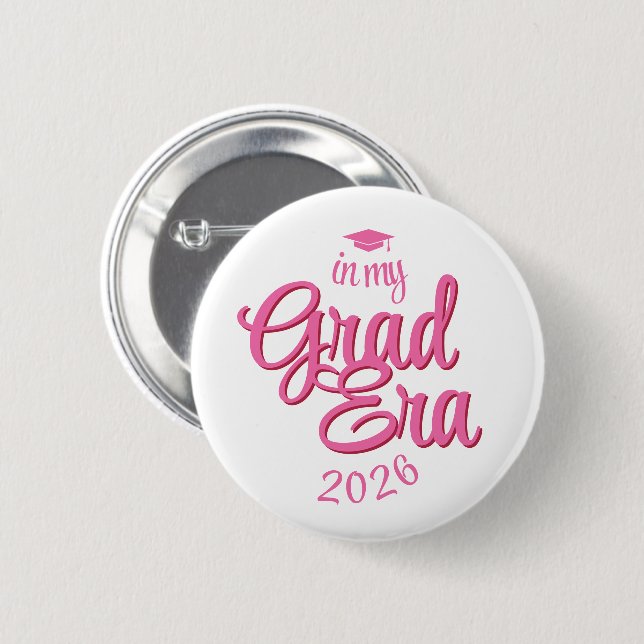 Script Grad Era Custom Year Graduation 2 Inch Round Button (Front & Back)