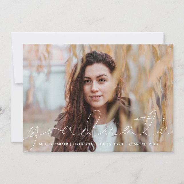 Script Grad Photo Graduate Faire-part Card_ash (Devant)