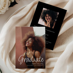 Script Graduate 2 Photo Collage Graduation Announcement
