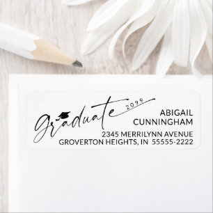 Script Graduate Cap Year Graduation Return Address