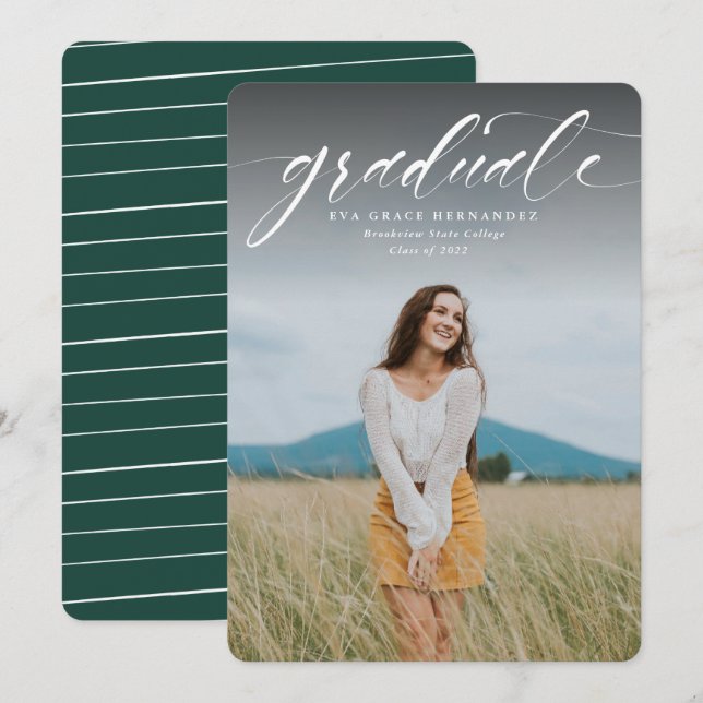 Script graduate simple one photo announcement (Front/Back)