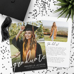 Script Graduate Simple Photo Graduation Announcement