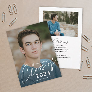Script Graduating Class Photo Graduation  Invitation