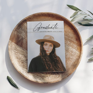 Script Graduation 2-sided Photo Portrait Party Invitation