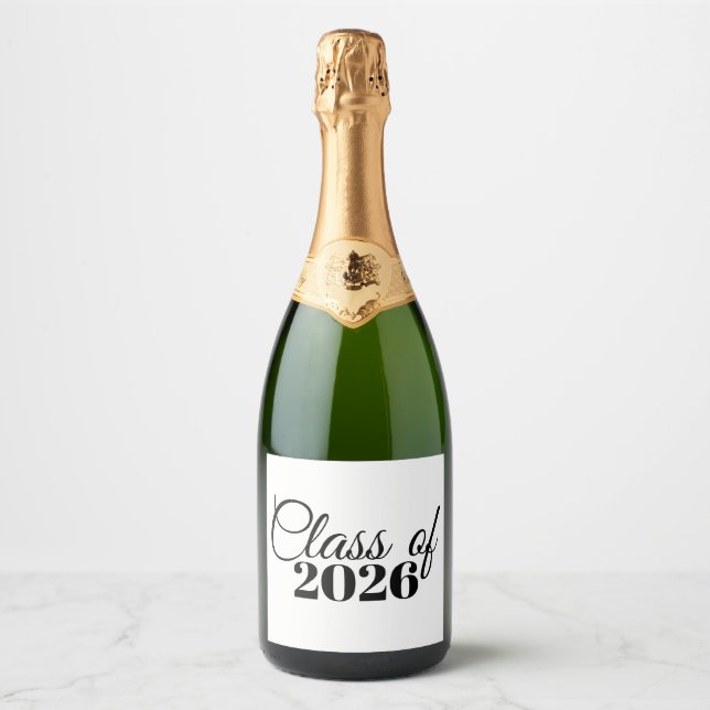 Script Graduation Champagne Pop Label Prop (Front)