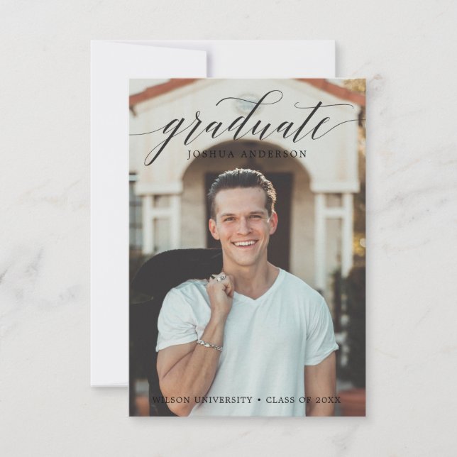 Script Graduation Photo Announcement Invitation (Front)