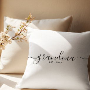 Script Grandma Est Year Mother's Day Gift Throw Pillow