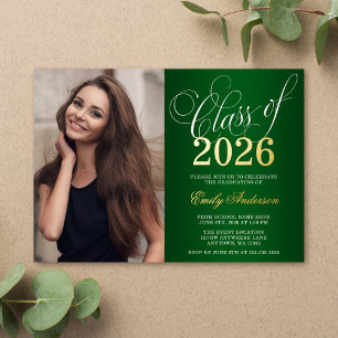 Script Green 2025 Photo Graduation Party Gold