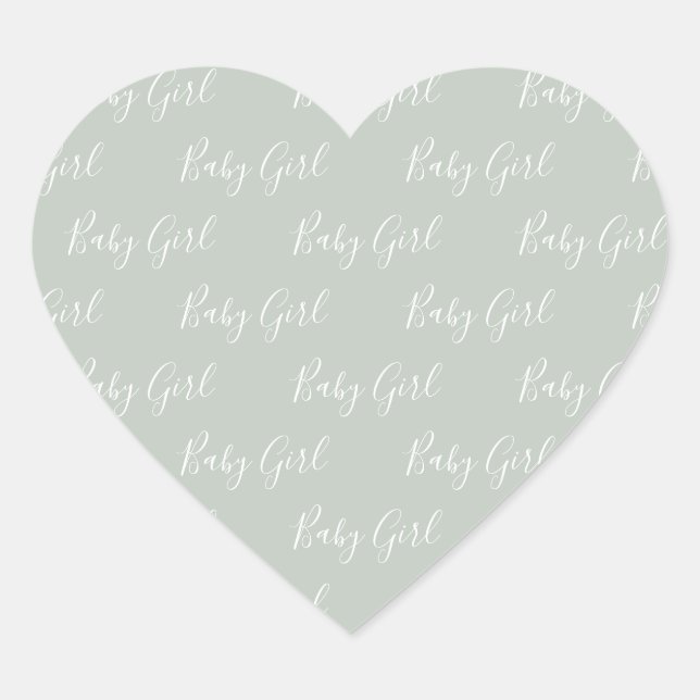 Script Green Baby Girl Sticker Coeur moderne (Devant)