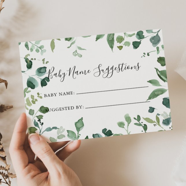 Script Green Foliage Baby Name Suggestions Card (Creator Uploaded)