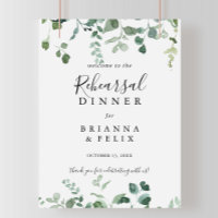 Script Green Foliage Rehearsal Dinner Welcome 