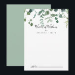 Script Green Foliage Wedding Words of Wisdom  Advice Card<br><div class="desc">This script green foliage wedding words of wisdom advice card is perfect for a modern wedding. The design features watercolor hand-drawn elegant botanical eucalyptus branches and leaves, arranged in beautiful bouquets and geometric patterns. These cards are perfect for a wedding, bridal shower, baby shower, graduation party & more. Personalize the...</div>