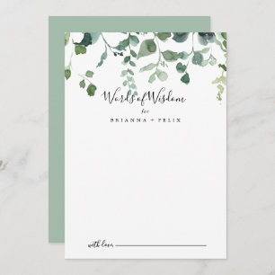 Script Green Foliage Wedding Words of Wisdom  Advice Card