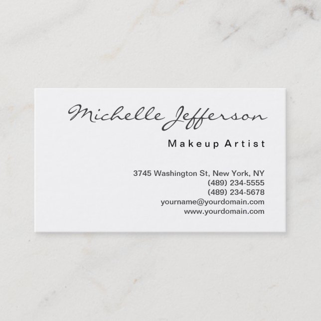 Script Grey Black White Grey Business Card (Front)