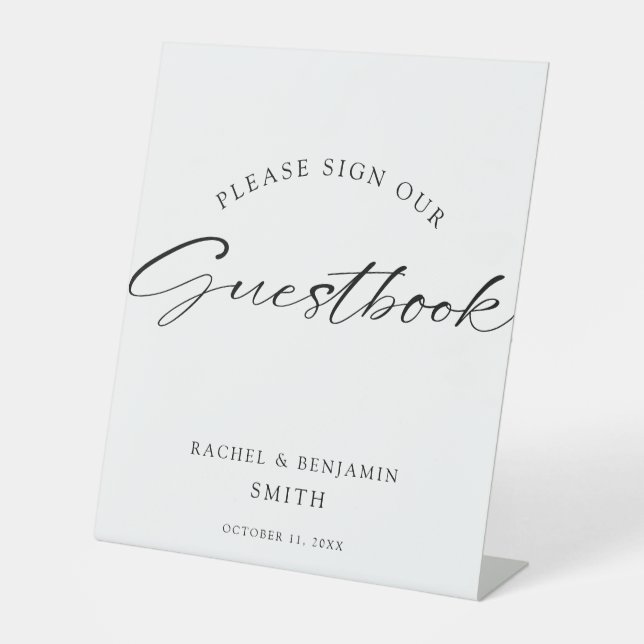 Script Guest Book Sign Custom Name Wedding Minimal (Front)