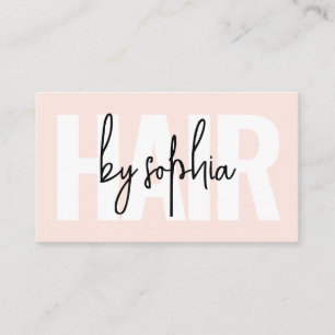 Script Hair Stylliste Carte de visite rose pâle