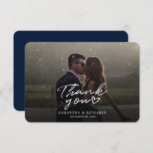Script Hand-lettered Wedding Photo Thank You Card