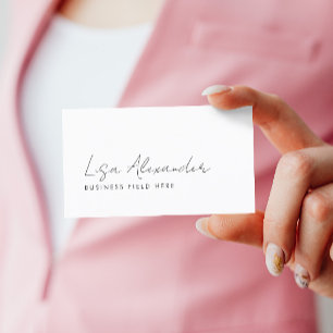 Script Hand Writing Company Name   White Business Card