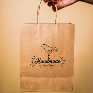 Script Handmade Custom Business, Large  Rubber Stamp