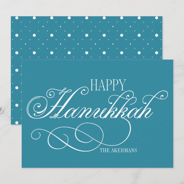 Script Happy Hanukkah Holiday Card (Front/Back)
