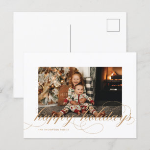 Script Happy Holidays Elegant Photo Postcard