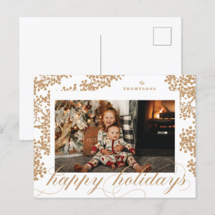 Script Happy Holidays Foliage Photo Carte postale