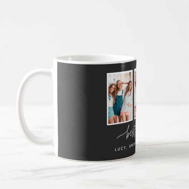 Script heart cute modern multi photo best friends coffee mug (Left)