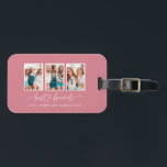 Script heart cute modern multi photo best friends  luggage tag<br><div class="desc">Script heart cute modern multi photo best friends triptych gift</div>