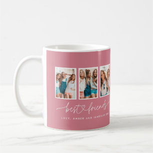 Script heart pink modern multi photo best friends  coffee mug
