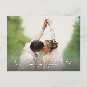 Script Heartfelt Thanks 2 Photo Wedding Thank You Postcard