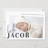 Script Hello Name Black Minimalist Photo Baby