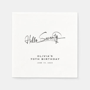 Script Hello Seventy Minimalist 70th Birthday Napkin