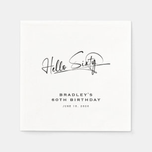 Script Hello Sixty Minimalist 60th Birthday Napkin