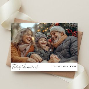 Script Hispanic Christmas Feliz Navidad Photo Holiday Card