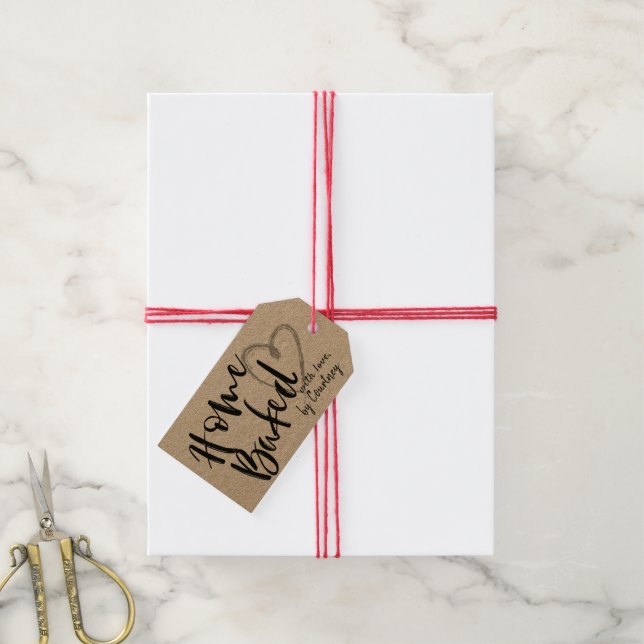 Script Home Baked with love Heart Gift Tags (With Twine)