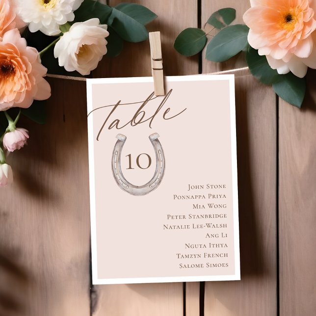 Script Horseshoe Numéro de table Siège Cartes de t (Script Horseshoe Table Number Seating Chart Card)