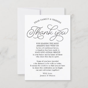 Script In Lieu of Favours Thank You Place Card